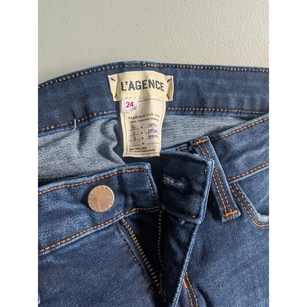 NWOT L'Agence coco mid rise slim straight jeans Size 24 Blue #9NA53